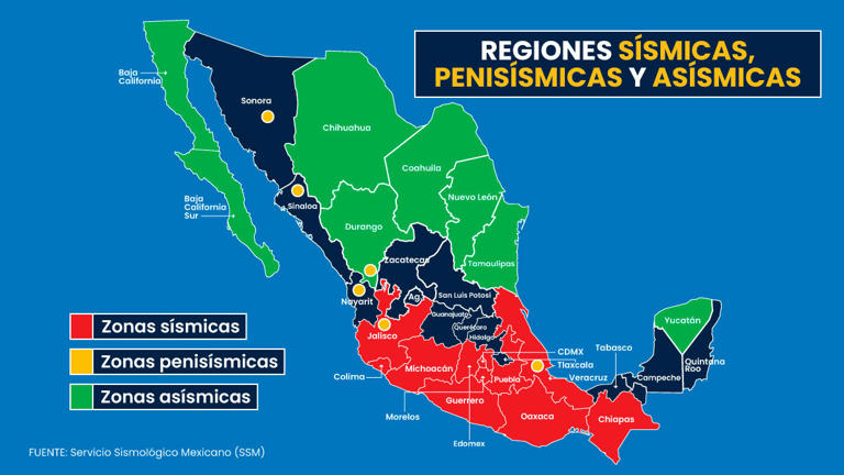 Regiones sísmicas en México en qué zonas del país tiembla más y por qué